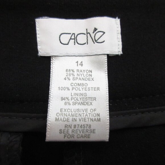 Cache Pants Womens Sz 14 Black Straight Leg Side Zip Faux Front Pockets w Zipper - Picture 4 of 7